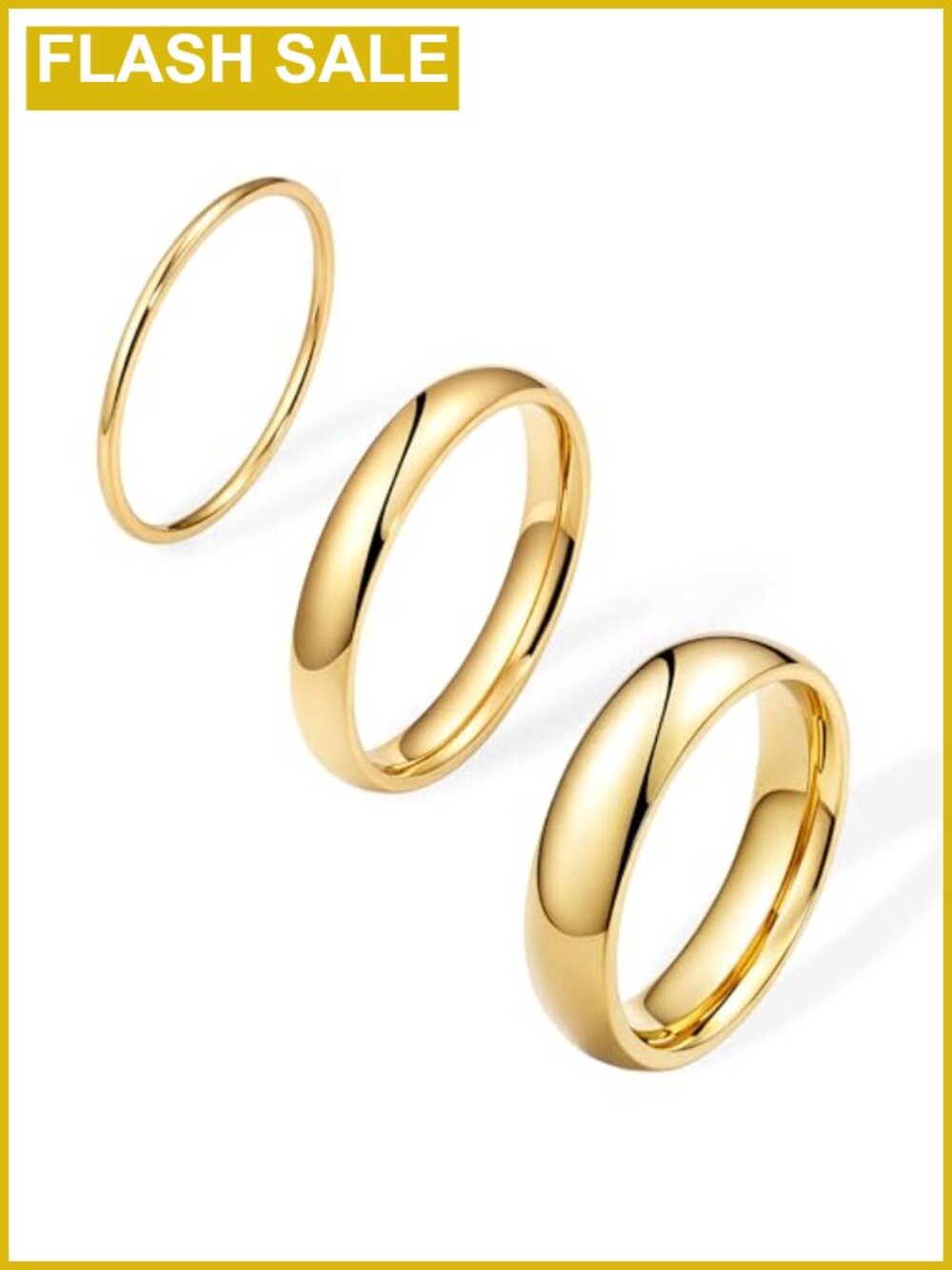 14K Gold Plated Stackable Band Ring Set for Women Men, 3 Pack, Hypoallergenic